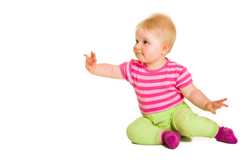 Cute infant girl isolated on white