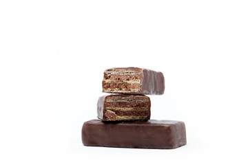 wafers in chocolate isolated on a white background
