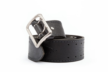 Leather belt isolated on white background.