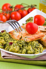 Zucchini focaccia with broccoli.