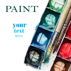 Palette of watercolor paints.