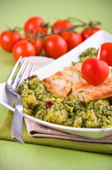 Zucchini focaccia with broccoli.