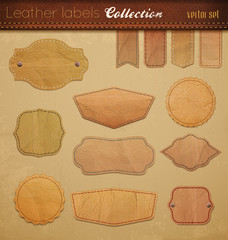Empty leather Labels Collection.