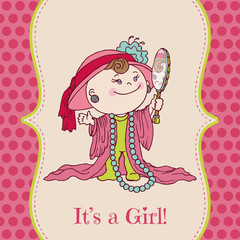 Baby Girl Shower and Arrival Card - with place for your text in