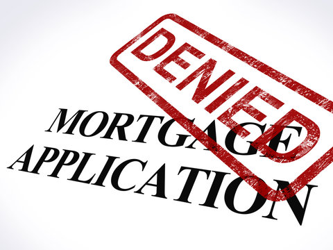 Mortgage Application Denied Stamp Shows Home Finance Refused