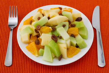 fruit salad on the plate