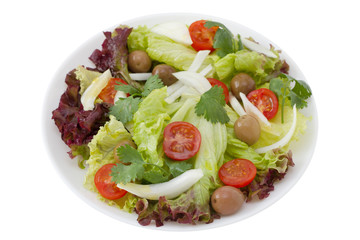 vegetable salad on the white plate
