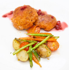Creative nuggets with stir fried vegetables