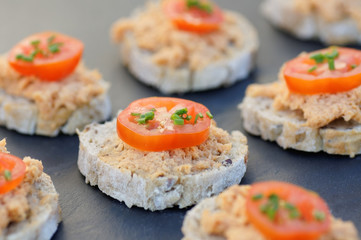 toast de rillettes de saumon tomate cerise 5