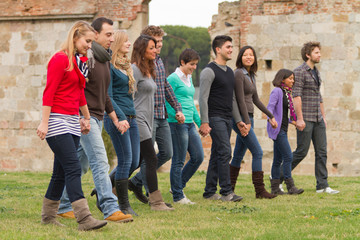 Multicultural Group of People Walking Together