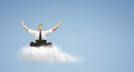 successful businessman in the cloud
