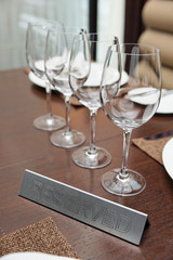 Reserved plate on an arranged table