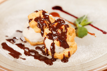 profiteroles with ice cream