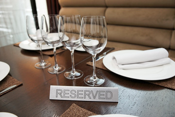 Reserved plate on an arranged table