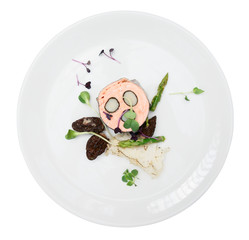 Fish rolls in plate isolated on white background