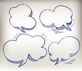 Obraz premium Sketch doodle speech cloud illustration set