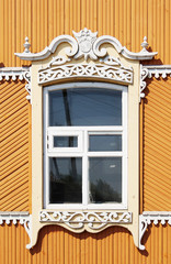 Old Russian architecture. Window decoration.