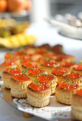 Tartlets with salmon caviar