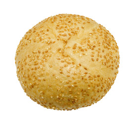 freshly baked hamburger bun, isolated