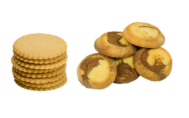 marble shortbread and sugar cookies, isolated