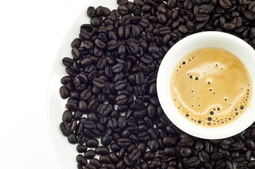 Coffee and beans isolated.