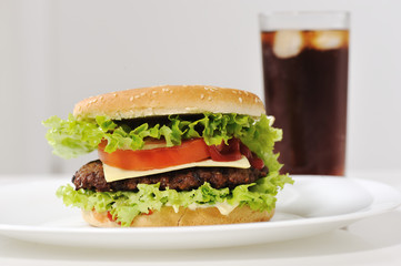 Hamburger and cola