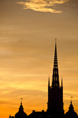 Naklejka premium Stockholm cityscape at sunset