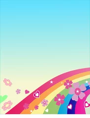 Foto op Canvas De regenboog met bloemen, daarboven jouw tekst © geshanya971