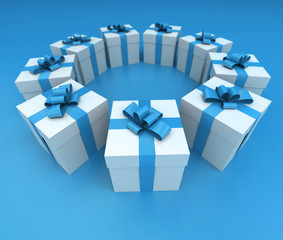 blue and white gift boxes circle lateral 2