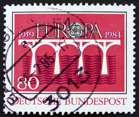 Postage stamp Germany 1984 Golden Key with C.E.P.T Emblem, Europ