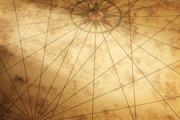Background image with paper texture and compass - obrazy, fototapety, plakaty