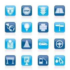 Traffic, road and travel icons - vector icon set