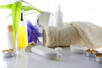 cosmetics on the table and mess