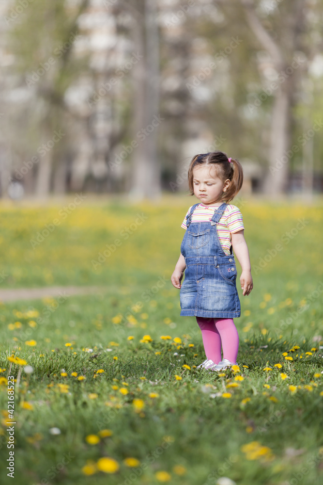 Poster little girl in the field