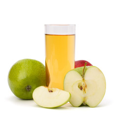 apple juice in glass and apple