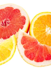 Crédence de cuisine en verre imprimé Tranches de fruits pamplemousse et orange