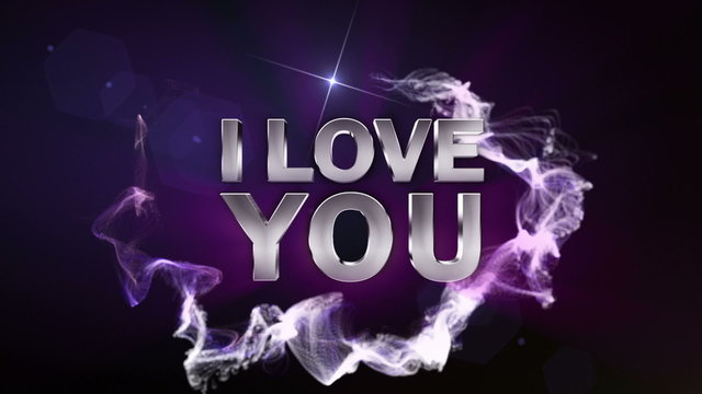 I LOVE YOU Text in Particle (Double Version) Blue - HD1080