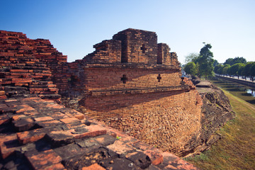 Ancient brick wall in Chiang Mai City
