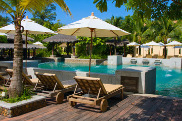 Swimming pool in spa resort . Thailand .