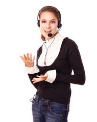 A female customer service consultant, closeup