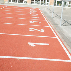 Running track numbers  in stadium in Nyon, Switzerland