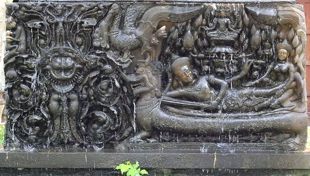 waterfall on the statue