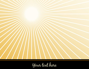 Fototapeta premium Poster with copy space, gold ray star burst pattern background