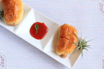 Hot dog buns on the table