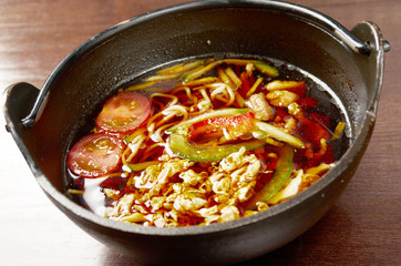 Chinese meat soup with vegetables
