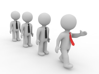 the leader is showing the direction to go