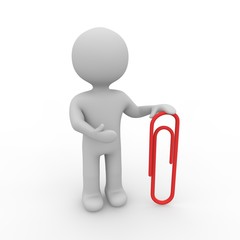 grey figure with a red paper clip
