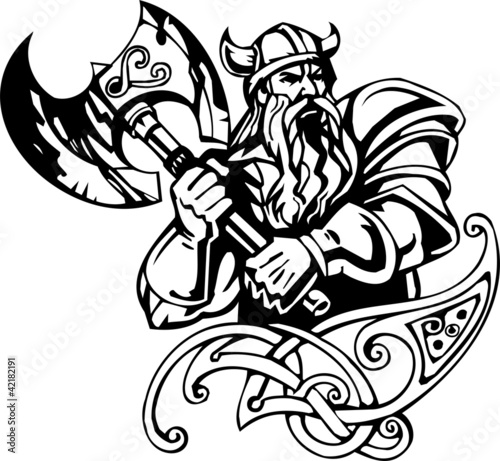 Nordic viking black white vector illustration vinyl ready Nordic viking black white vector illustration vinyl ready