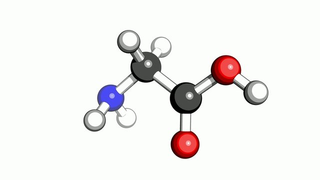 Amino acid glycine molecular structure on a white background