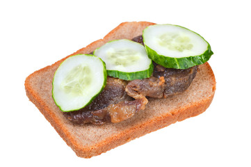 sandwich with fried meat and cucumbers